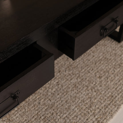 Salontafel rechthoekig met lades zwart mangohout 120cm Kai