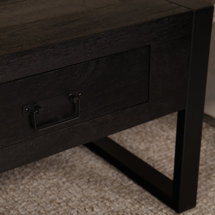 Salontafel rechthoekig met lades zwart mangohout 120cm Kai