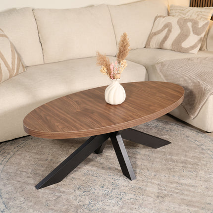 Salontafel ovaal bruin melamine 120cm Denzel