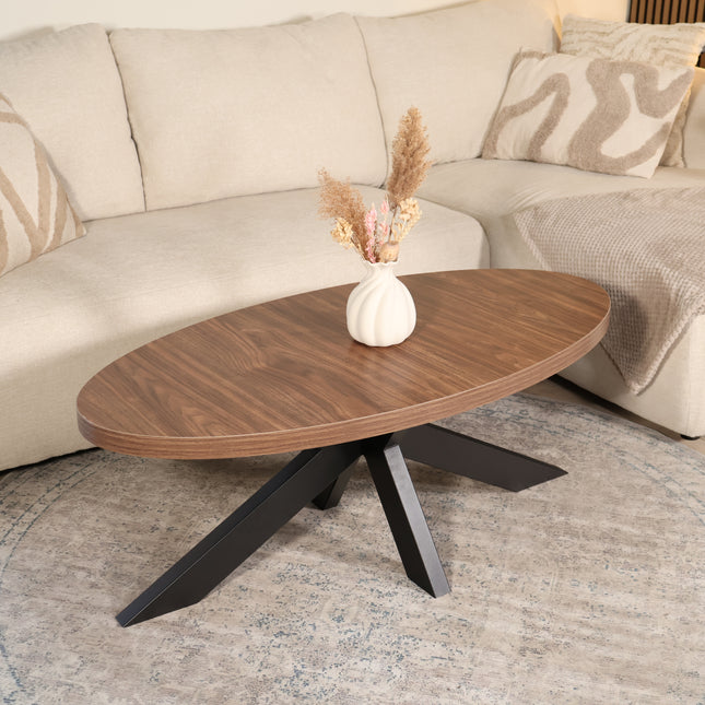 Salontafel ovaal bruin melamine 120cm Denzel