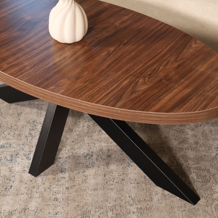 Salontafel ovaal bruin melamine 120cm Denzel