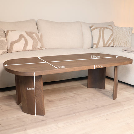 Salontafel Japandi ovaal 130cm walnoot mangohout Rico