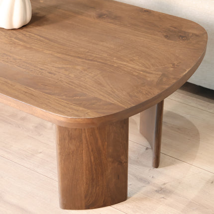 Salontafel Japandi ovaal 130cm walnoot mangohout Rico