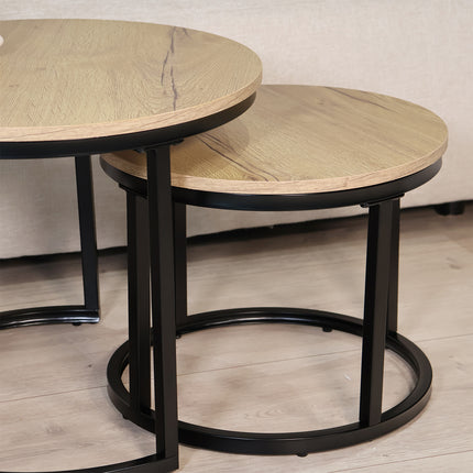 Salontafel rond 2delig lichtbruin MDF Rutger