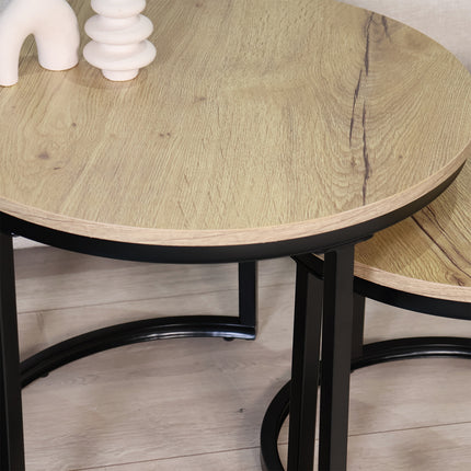 Salontafel rond 2delig lichtbruin MDF Rutger