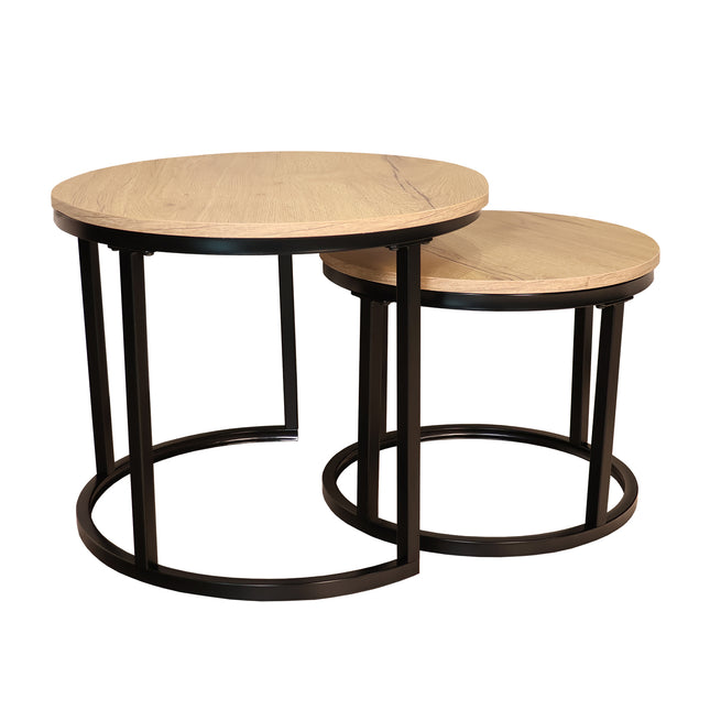 Salontafel rond 2delig lichtbruin MDF Rutger