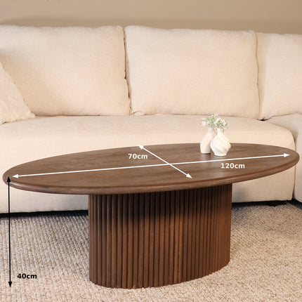 Salontafel ovaal walnoot mangohout 120cm Moki