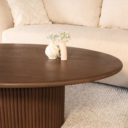 Salontafel ovaal walnoot mangohout 120cm Moki