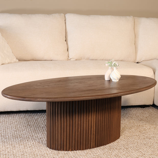 Salontafel ovaal walnoot mangohout 120cm Moki