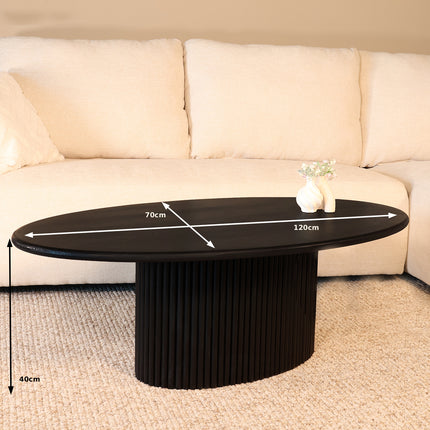 Salontafel ovaal zwart mangohout 120cm Moki
