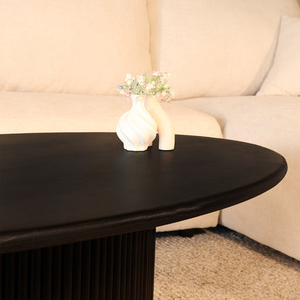 Salontafel ovaal zwart mangohout 120cm Moki
