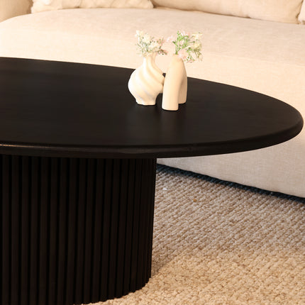 Salontafel ovaal zwart mangohout 120cm Moki