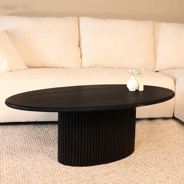 Salontafel ovaal zwart mangohout 120cm Moki