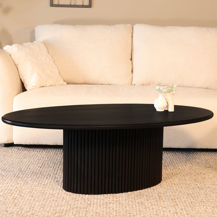 Salontafel ovaal zwart mangohout 120cm Moki