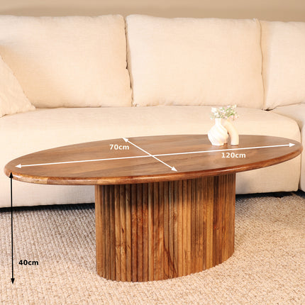 Salontafel ovaal bruin mangohout 120cm Moki