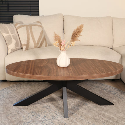 Salontafel ovaal bruin melamine 120cm Denzel