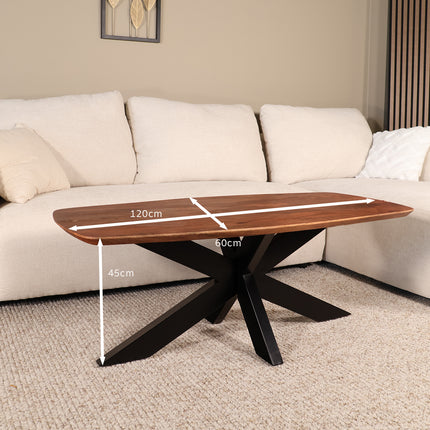 Salontafel deens ovaal mangohout 120cm bruin Livy
