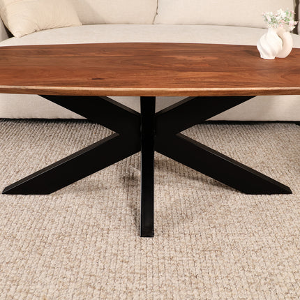 Salontafel deens ovaal mangohout 120cm bruin Livy