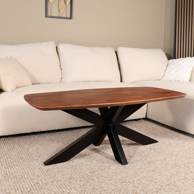 Salontafel deens ovaal mangohout 120cm bruin Livy