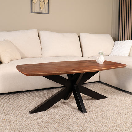 Salontafel deens ovaal mangohout 120cm bruin Livy