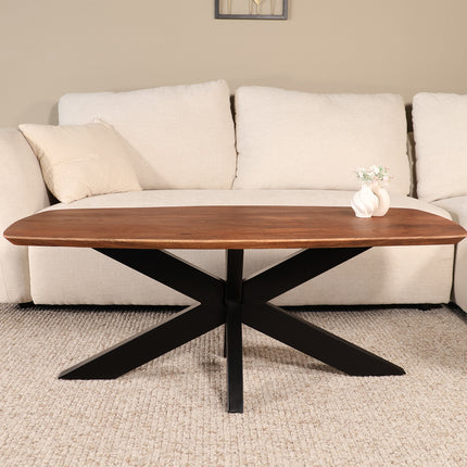Salontafel deens ovaal mangohout 120cm bruin Livy