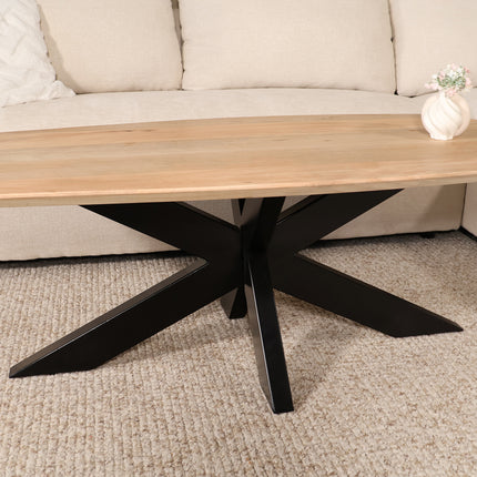 Salontafel deens ovaal mangohout 120cm lichtbruin Livy