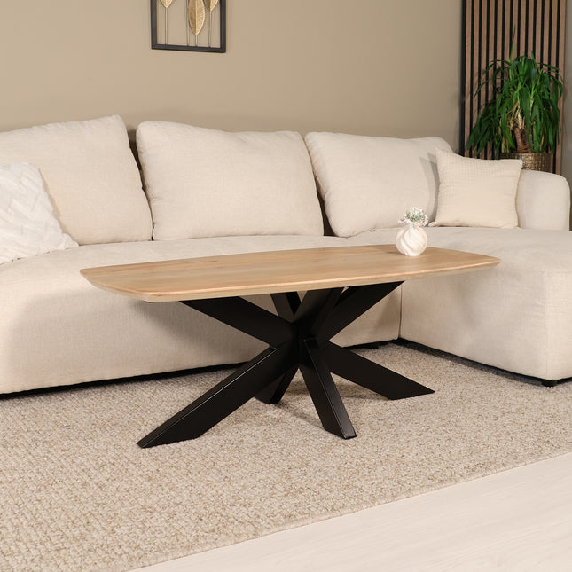 Salontafel deens ovaal mangohout 120cm lichtbruin Livy