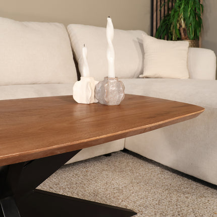 Salontafel deens ovaal mangohout 120cm walnoot Livy