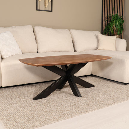 Salontafel deens ovaal mangohout 120cm walnoot Livy