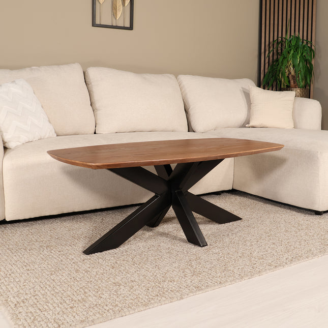 Salontafel deens ovaal mangohout 120cm walnoot Livy