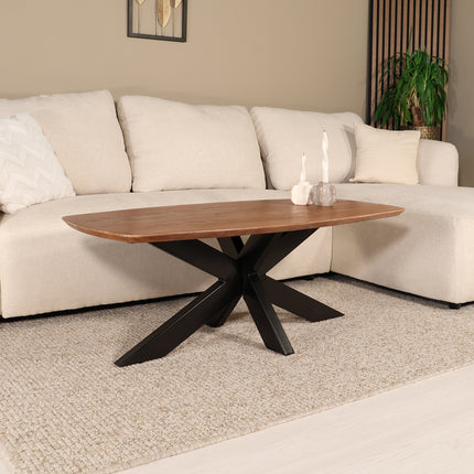 Salontafel deens ovaal mangohout 120cm walnoot Livy