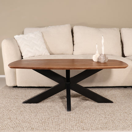 Salontafel deens ovaal mangohout 120cm walnoot Livy