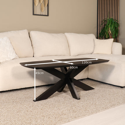 Salontafel deens ovaal mangohout 120cm zwart Livy