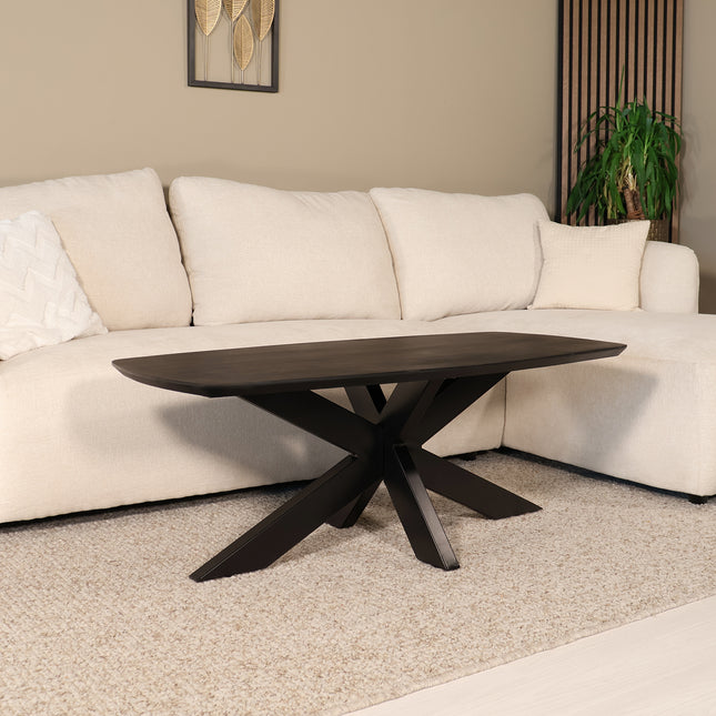 Salontafel deens ovaal mangohout 120cm zwart Livy