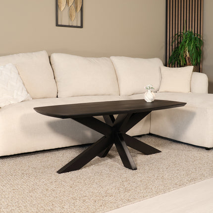 Salontafel deens ovaal mangohout 120cm zwart Livy
