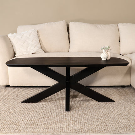 Salontafel deens ovaal mangohout 120cm zwart Livy