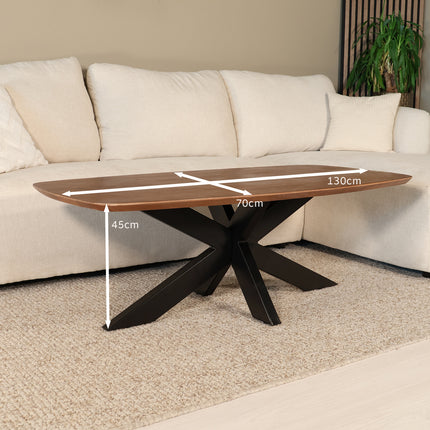 Salontafel deens ovaal mangohout 130cm walnoot Livy