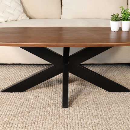 Salontafel deens ovaal mangohout 130cm walnoot Livy