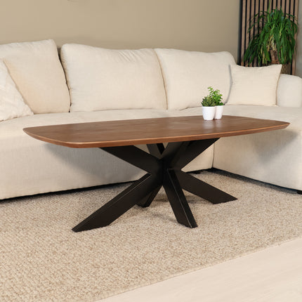 Salontafel deens ovaal mangohout 130cm walnoot Livy