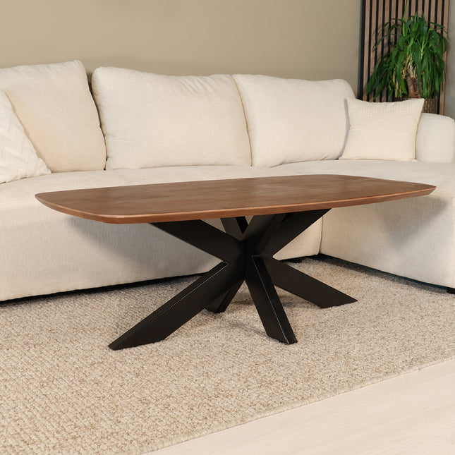 Salontafel deens ovaal mangohout 130cm walnoot Livy