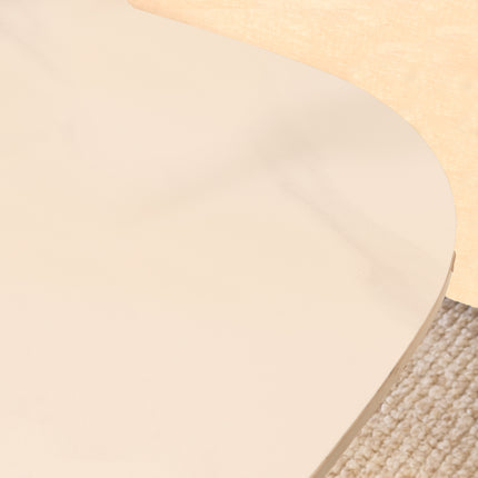 Salontafel deens ovaal marmerlook wit steen 120cm Elif