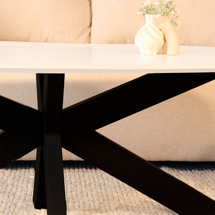 Salontafel deens ovaal marmerlook wit steen 120cm Elif