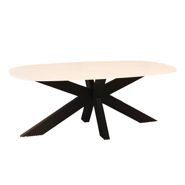 Salontafel deens ovaal marmerlook wit steen 120cm Elif