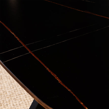 Salontafel deens ovaal marmerlook zwart steen 120cm Elif