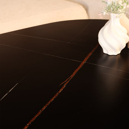 Salontafel deens ovaal marmerlook zwart steen 120cm Elif