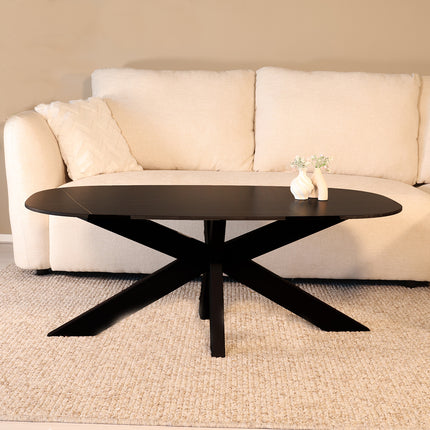 Salontafel deens ovaal marmerlook zwart steen 120cm Elif