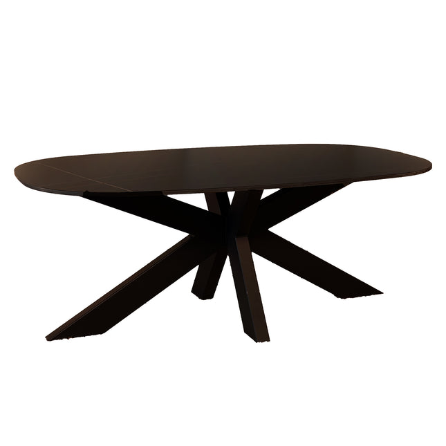 Salontafel deens ovaal marmerlook zwart steen 120cm Elif
