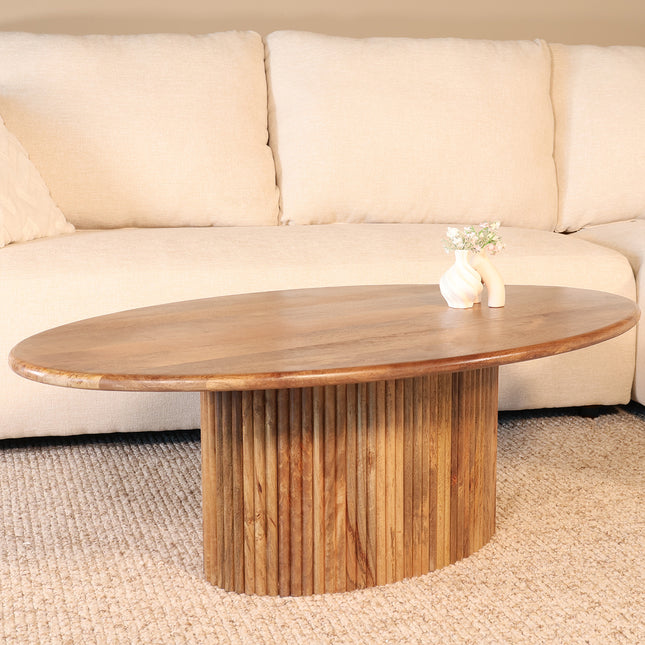 Salontafel ovaal lichtbruin mangohout 120cm Moki