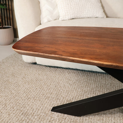 Salontafel deens ovaal mangohout 120cm walnoot Livy