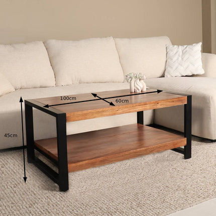 Salontafel rechthoekig bruin mangohout 100cm Lotus